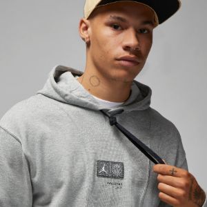 Air Jordan x Paris Saint-Germain Front Logo Fleece Pullover Hoodie Asia Sizing 'Dark Grey Heather' DM3097-063 sold by KicksCrew