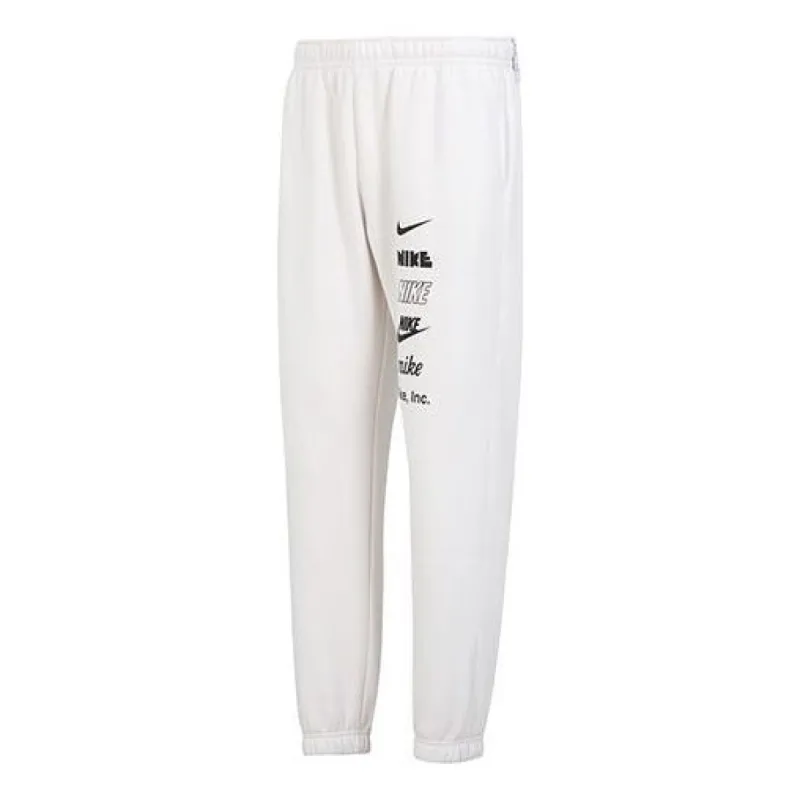 Nike Club Fleece Multi Logo Pants 'White Black' DX0796-030 sold by KicksCrew