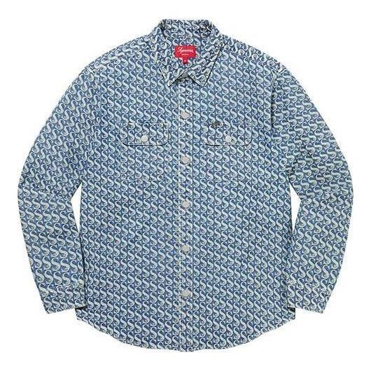 シャツ Supreme Supreme Monogram Denim Shirt 'Teal White' SUP-FW21-229