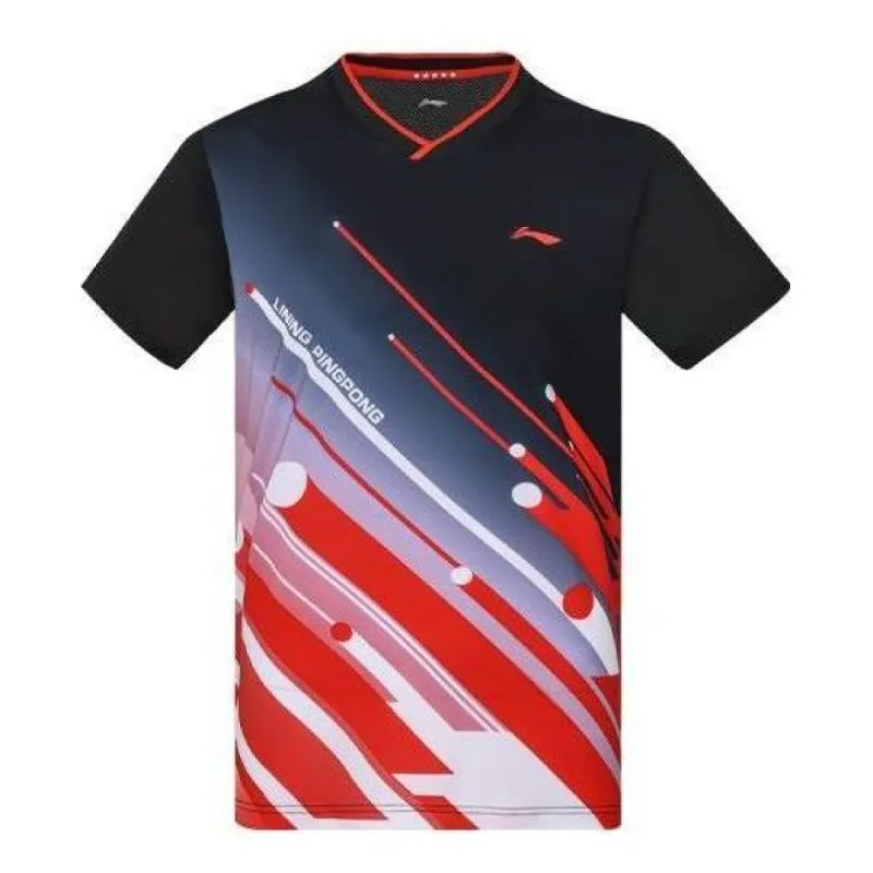 Li-Ning National Team Table Tennis Jersey T-Shirt 'Black Red' AAYS017-1 sold by KicksCrew
