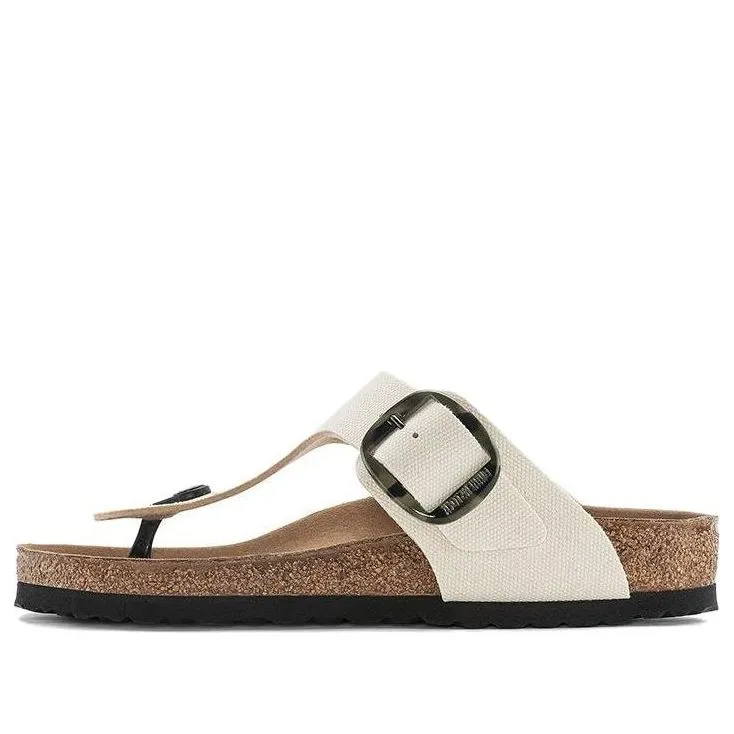 Birkenstock Gizeh Vegan Big Buckle Textile Narrow Fit Sandals 'Eggshell' 1024004 sold by KicksCrew