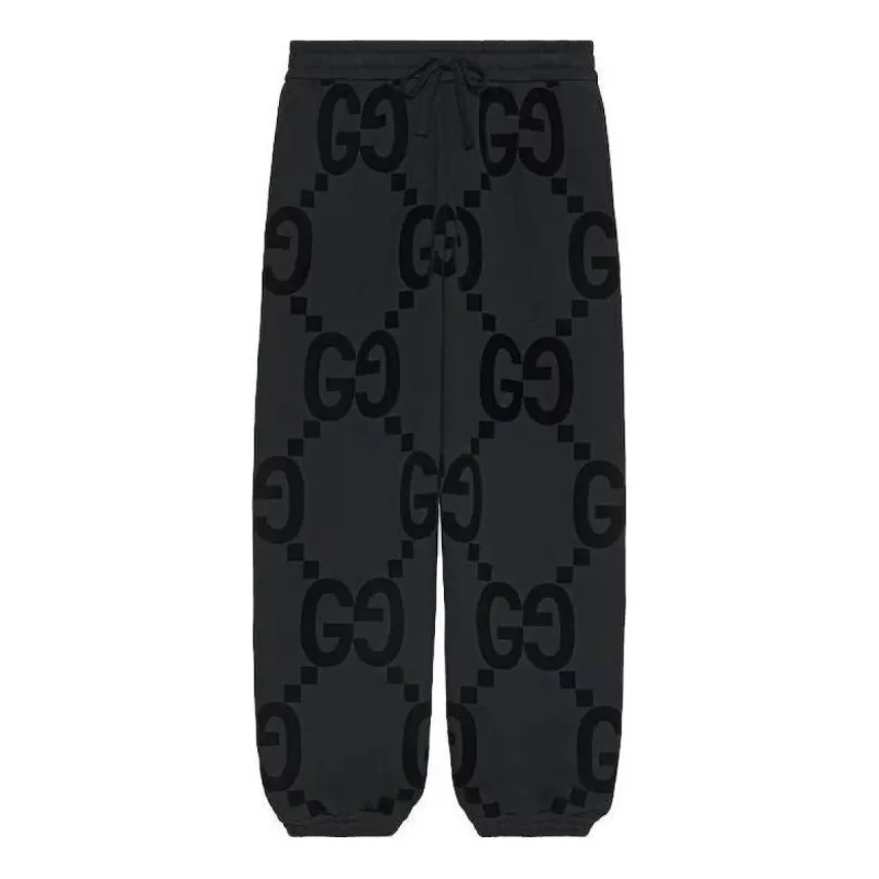 Gucci GG Flocked Print Cotton Fleece Sweattrouser 'Black' 768502-XJF37-1868 sold by KicksCrew