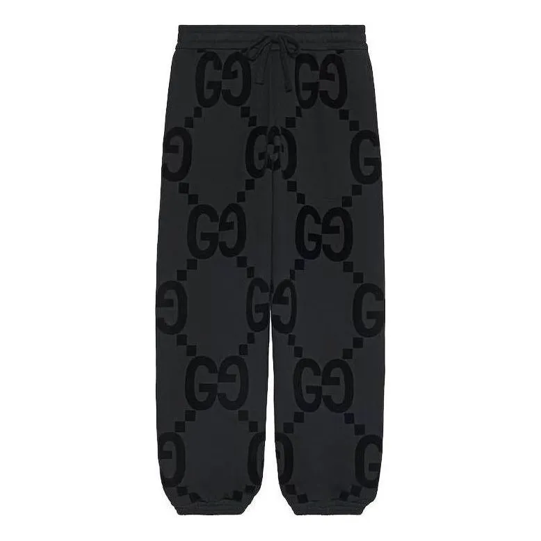 Gucci GG Flocked Print Cotton Fleece Sweattrouser 'Black' 768502-XJF37-1868 sold by KicksCrew