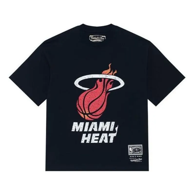 Mitchell & Ness x NBA Miami Heat Throwback Logo T-shirt 'Black' MNJYSST230095-BLACK sold by KicksCrew