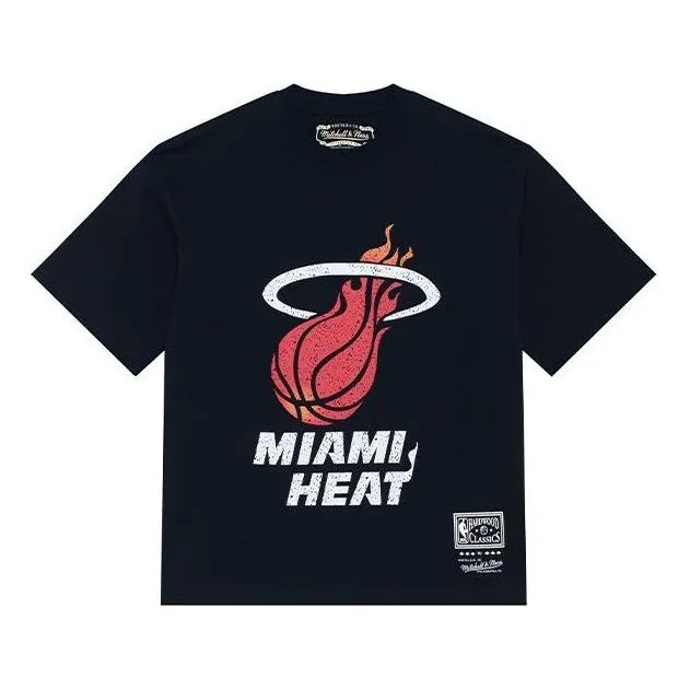 Mitchell & Ness x NBA Miami Heat Throwback Logo T-shirt 'Black' MNJYSST230095-BLACK sold by KicksCrew