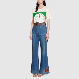 (WMNS) GUCCI x Doraemon Logo-print T-shirt 'White' 615044-XJDIM-9095 sold by KicksCrew