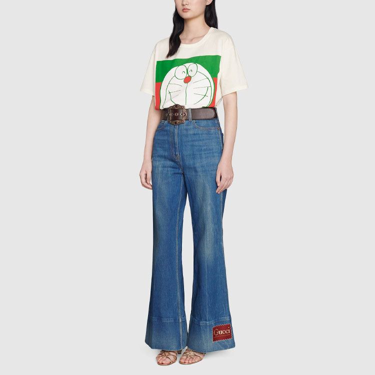 (WMNS) GUCCI x Doraemon Logo-print T-shirt 'White' 615044-XJDIM-9095 sold by KicksCrew product image thumbnail 4