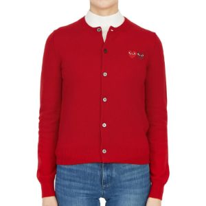 (WMNS) COMME des GARCONS PLAY Cardigan Double Emblem 'Red' AZ-N057-051-5 sold by KicksCrew