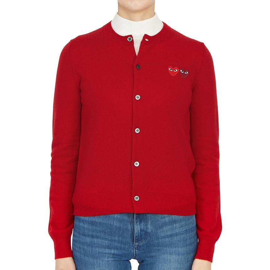 (WMNS) COMME des GARCONS PLAY Cardigan Double Emblem 'Red' AZ-N057-051-5 sold by KicksCrew product image thumbnail 4