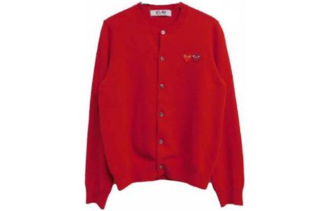 (WMNS) COMME des GARCONS PLAY Cardigan Double Emblem 'Red' AZ-N057-051-5 sold by KicksCrew