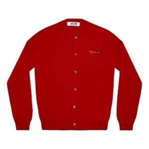 (WMNS) COMME des GARCONS PLAY Cardigan Double Emblem 'Red' AZ-N057-051-5 sold by KicksCrew