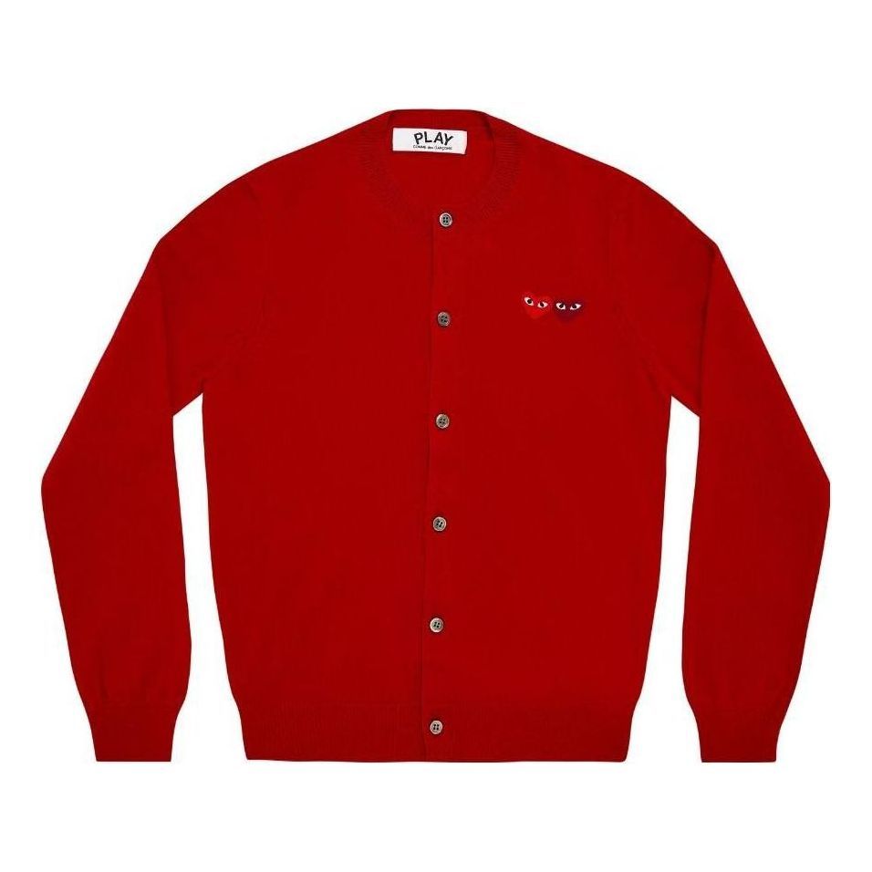 (WMNS) COMME des GARCONS PLAY Cardigan Double Emblem 'Red' AZ-N057-051-5 sold by KicksCrew