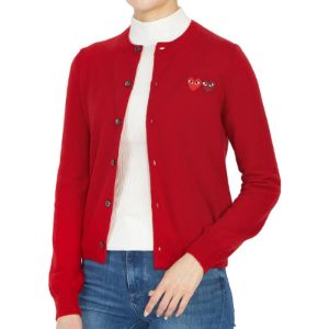 (WMNS) COMME des GARCONS PLAY Cardigan Double Emblem 'Red' AZ-N057-051-5 sold by KicksCrew