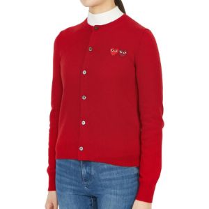 (WMNS) COMME des GARCONS PLAY Cardigan Double Emblem 'Red' AZ-N057-051-5 sold by KicksCrew