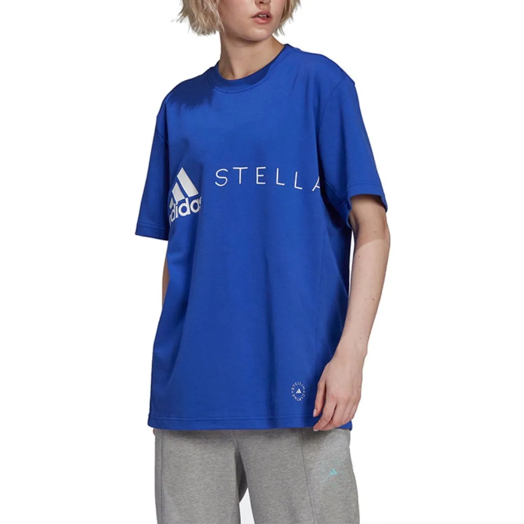 (WMNS) adidas by Stella McCartney Logo T-Shirt 'Blue White' HB7403 sold by KicksCrew product image thumbnail 3