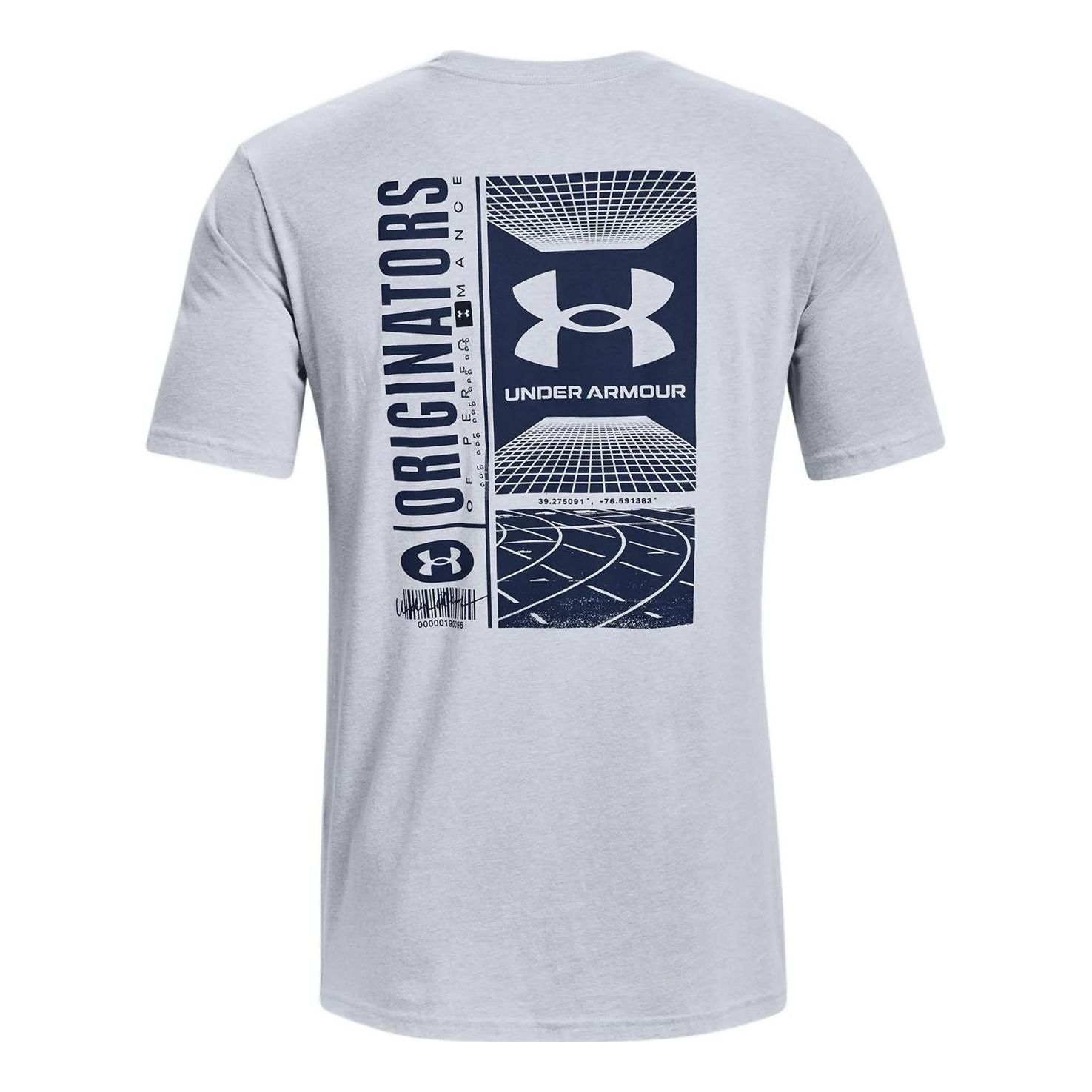 Under Armour Symbol Barcode T-shirt 'Grey Navy' 1370527-011 sold by KicksCrew