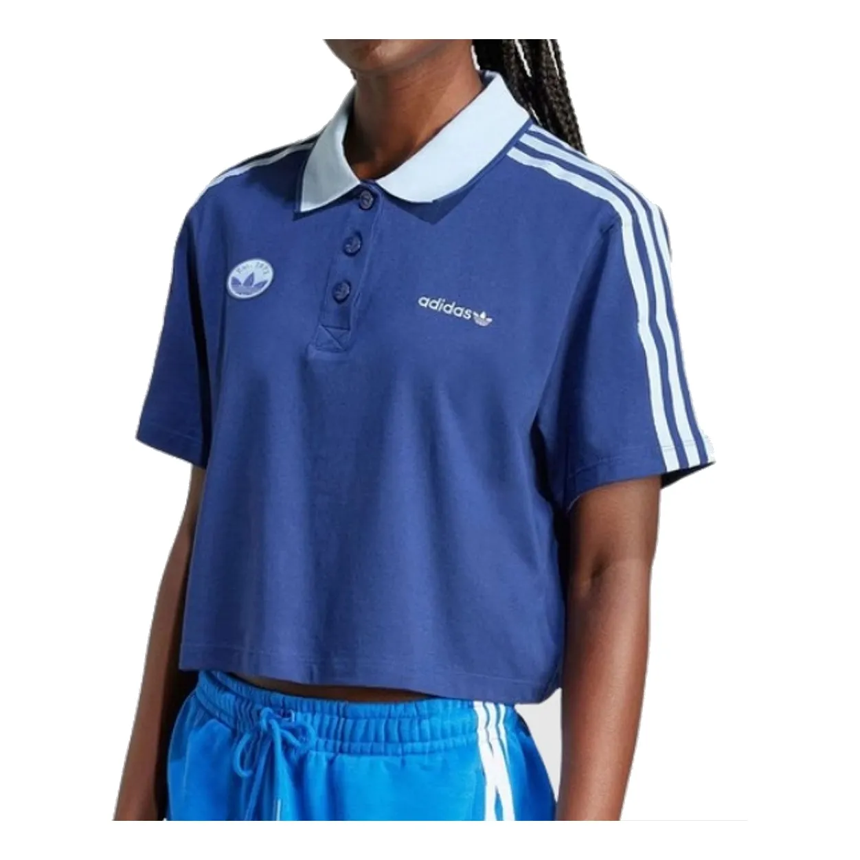 (WMNS) adidas Loose Crop Polo Shirt 'Blue' IX3543 sold by KicksCrew product image thumbnail 2