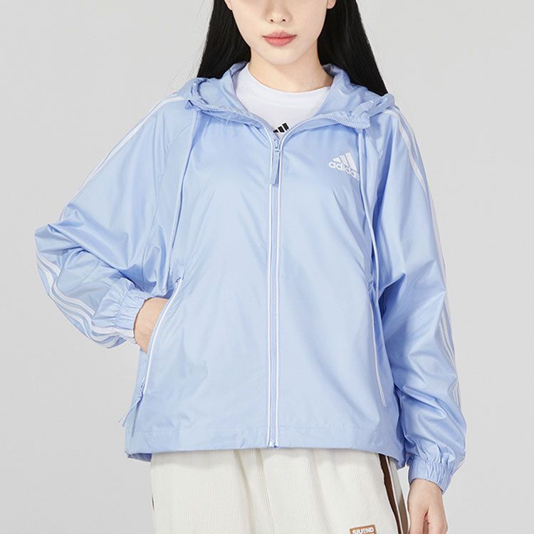 (WMNS) Adidas BSC 3-Stripes Wind Jackets 'Blue White' HM2271 sold by KicksCrew product image thumbnail 2