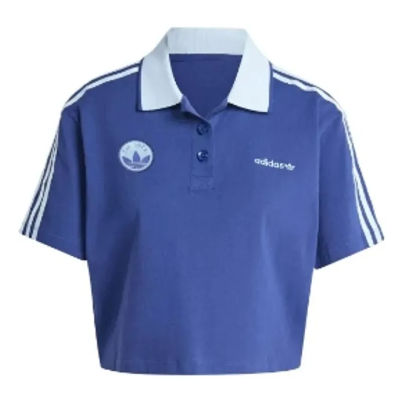 (WMNS) adidas Loose Crop Polo Shirt 'Blue' IX3543 sold by KicksCrew