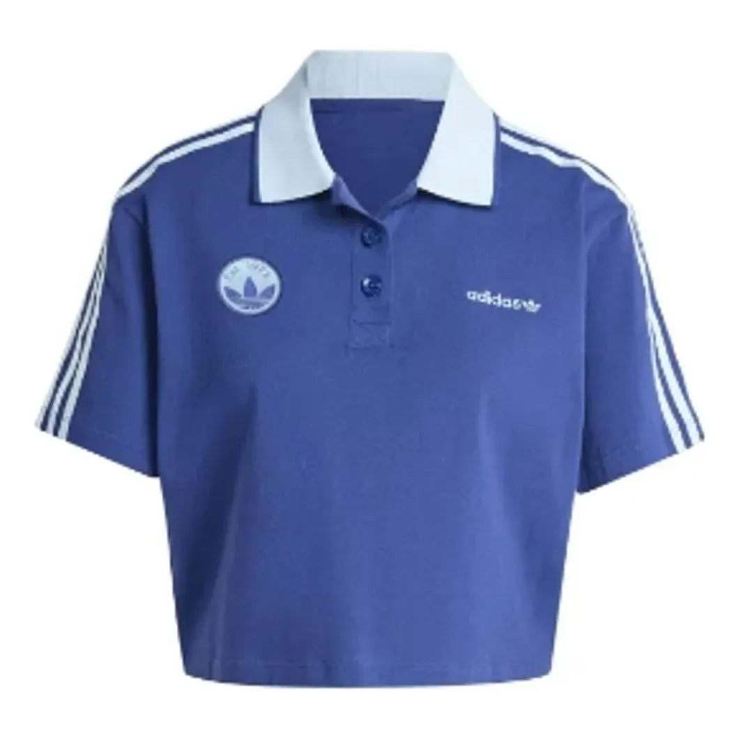 (WMNS) adidas Loose Crop Polo Shirt 'Blue' IX3543 sold by KicksCrew