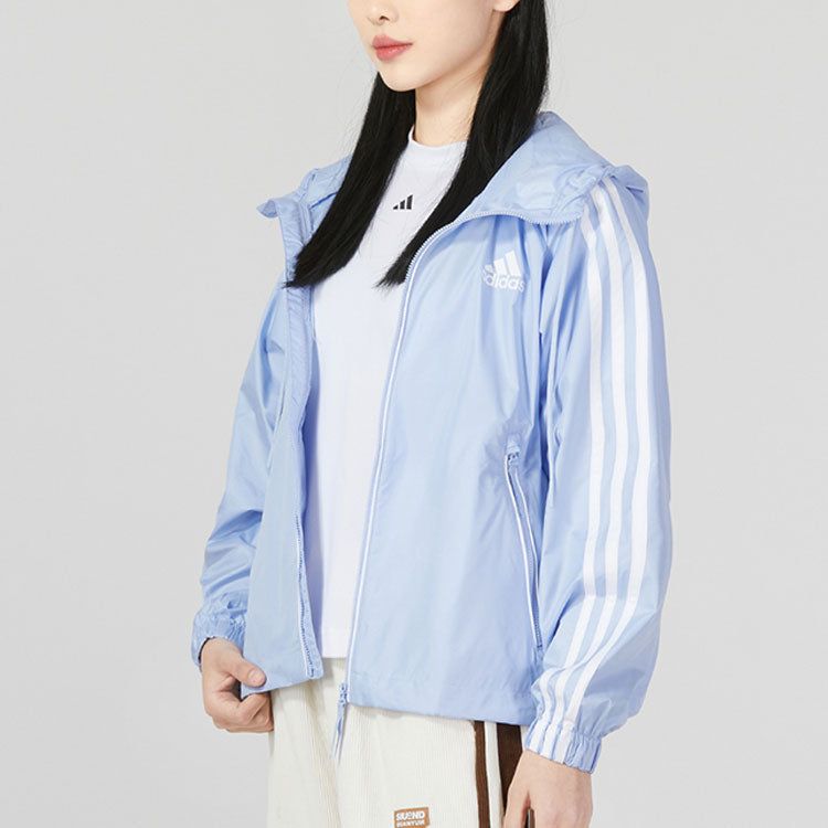 (WMNS) Adidas BSC 3-Stripes Wind Jackets 'Blue White' HM2271 sold by KicksCrew product image thumbnail 4