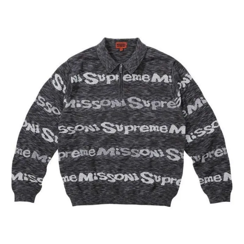 Supreme x Missoni Zip L/S Polo 'Grey White' SUP-FW21-315 sold by KicksCrew