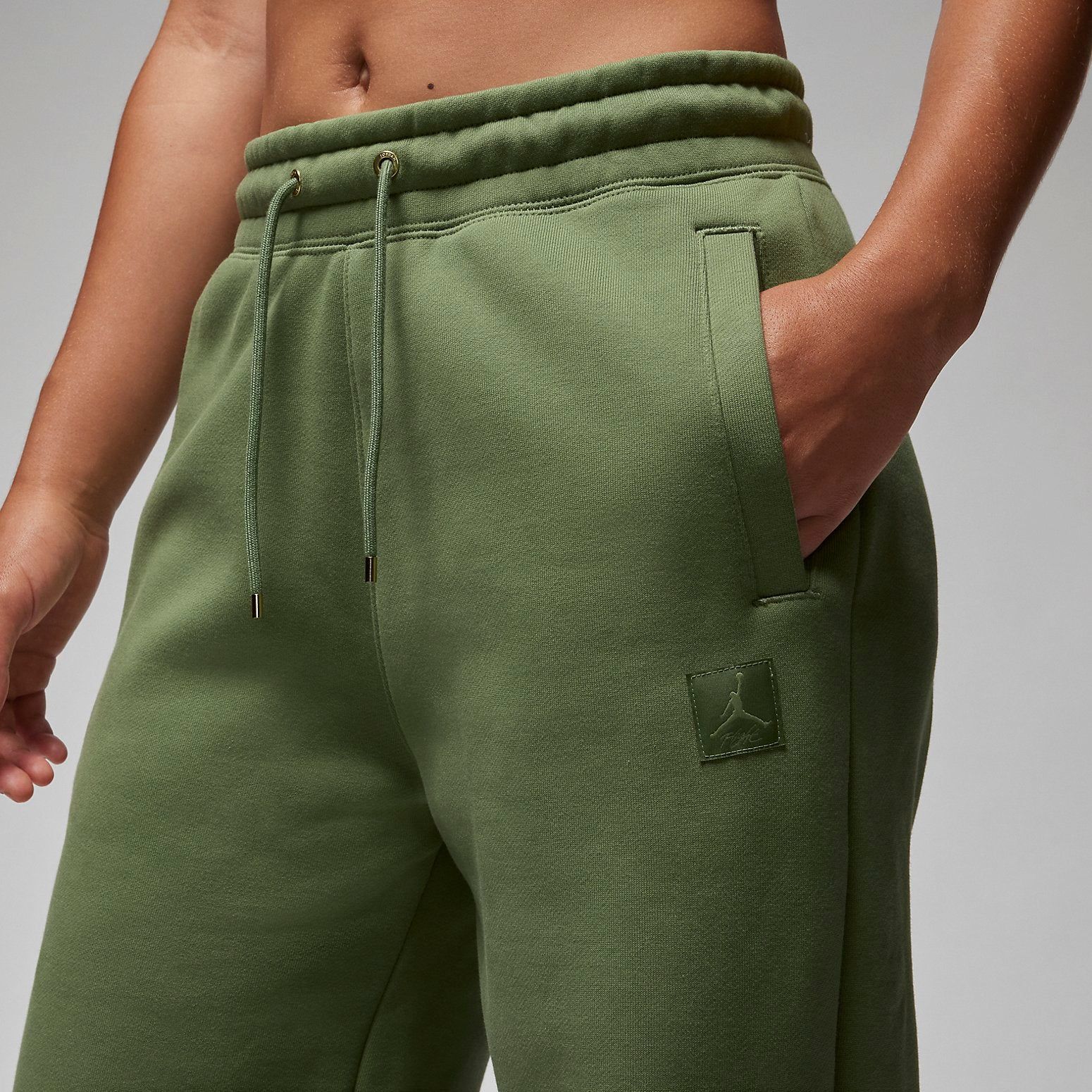 (WMNS) Air Jordan Flight Fleece Pants 'Olive Green' FD7224-340 sold by KicksCrew product image thumbnail 2