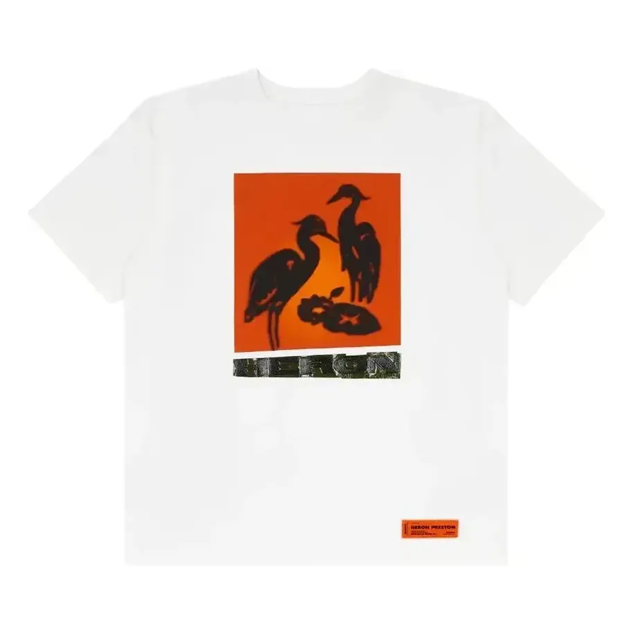 HERON PRESTON SS21 Nightshift T-Shirt 'White Orange' HMAA020R21JER0030120 sold by KicksCrew