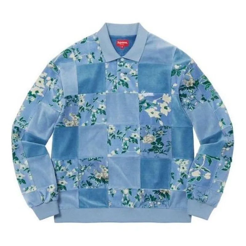 Supreme Floral Patchwork Velour L/S Polo 'Teal Green' SUP-FW21-297 sold by KicksCrew