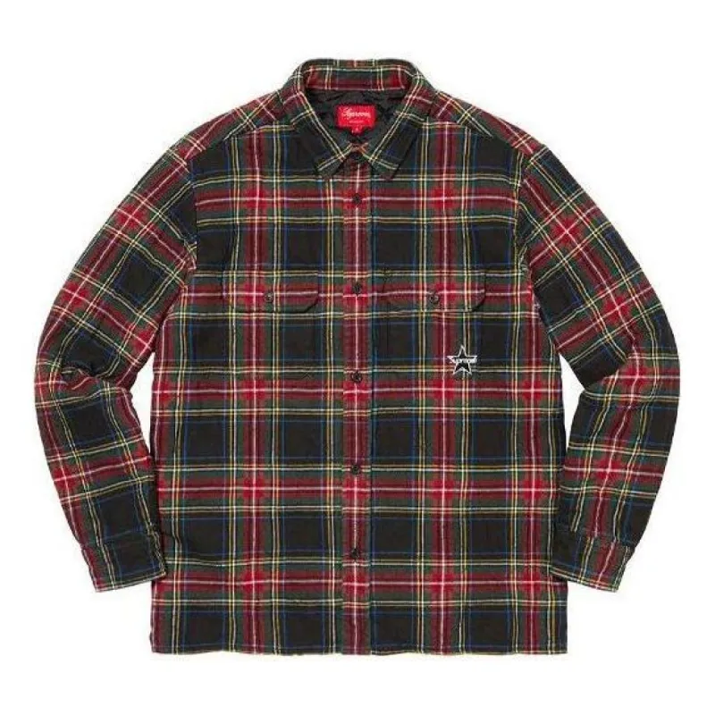 Supreme Quilted Plaid Flannel Shirt 'Green Red' SUP-FW21-295 sold by KicksCrew