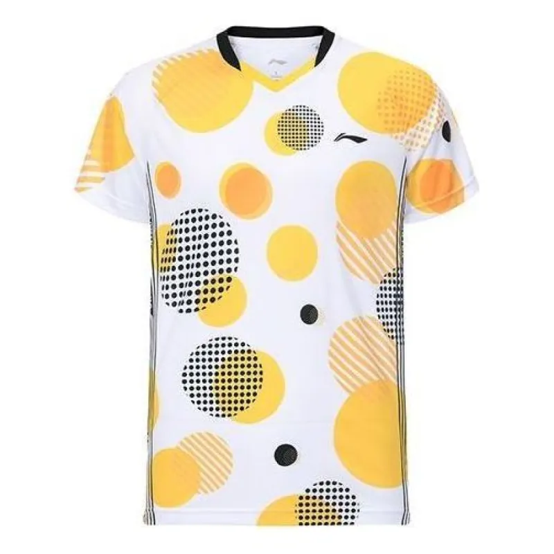 Li-Ning Badminton Wear Game Shirt 'White Yellow' AAYR381-1 sold by KicksCrew
