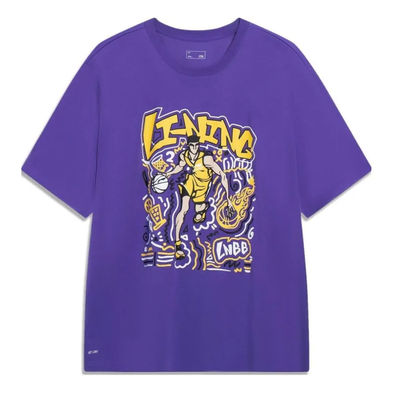 Li-Ning Hoops Comics Graphic T-shirt 'Purple' AHST569-4 sold by KicksCrew