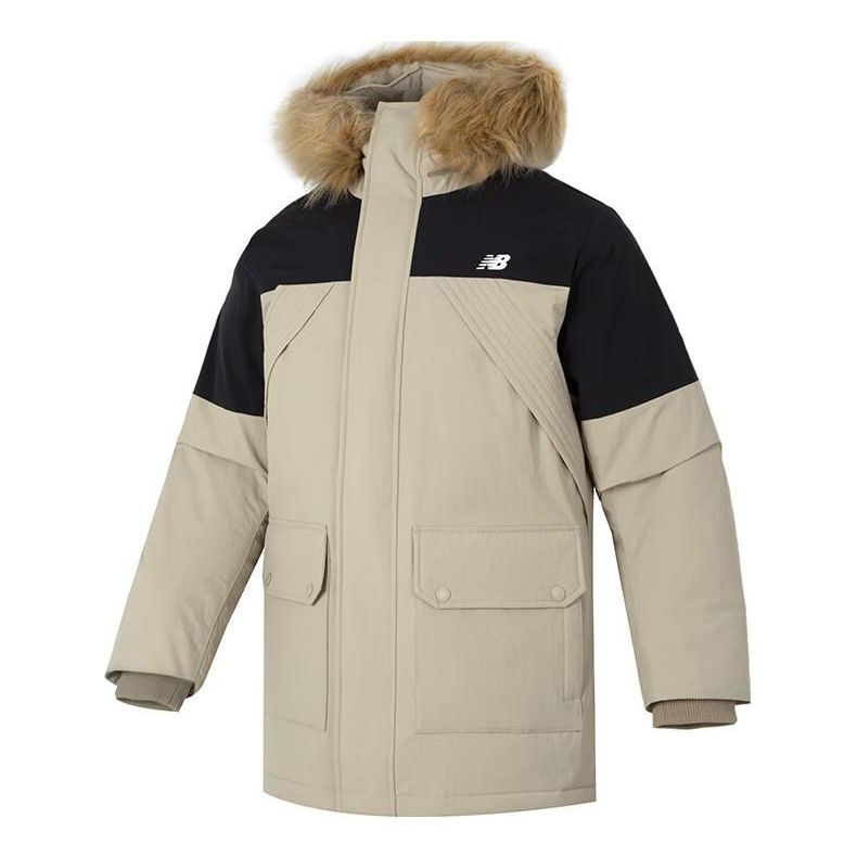 New Balance Warm Hooded Down Jacket 'Beige Black' AMJ34323-SOT sold by KicksCrew