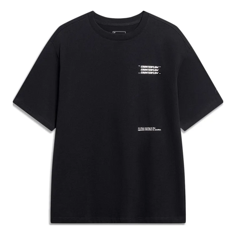 Li-Ning Counterflow Graphic T-shirt 'Black' AHST537-2 sold by KicksCrew