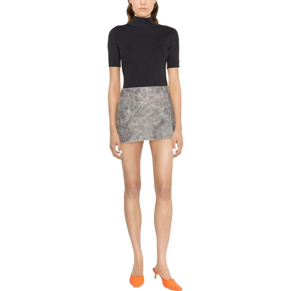 (WMNS) Off-White Logo-Trim Ribbed T-shirt 'Black' OWHF010C99KNI0011009 sold by KicksCrew product image thumbnail 2