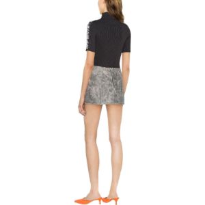 (WMNS) Off-White Logo-Trim Ribbed T-shirt 'Black' OWHF010C99KNI0011009 sold by KicksCrew