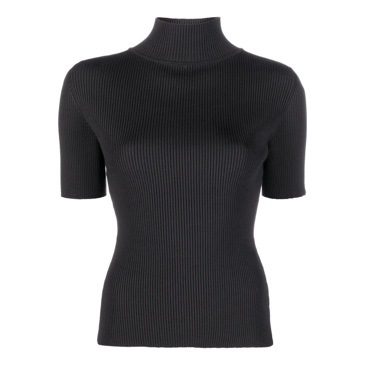 (WMNS) Off-White Logo-Trim Ribbed T-shirt 'Black' OWHF010C99KNI0011009 sold by KicksCrew