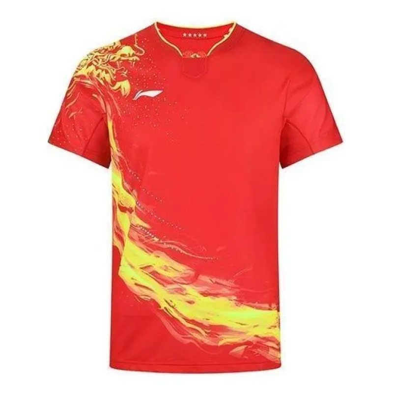 Li-Ning Fast-Dry Table Tennis Dragon T-Shirt 'Red Yellow' AAYR357-1 sold by KicksCrew
