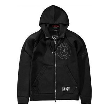 Air Jordan x Paris Saint-Germain Full Zip Hoodie Jacket 'Black' BQ4191-010 sold by KicksCrew