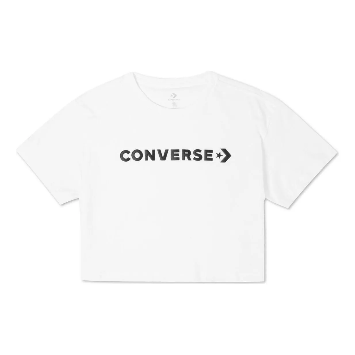 (WMNS) Converse Puff Wordmark T-Shirt 'White Black' 10021656-A05 sold by KicksCrew