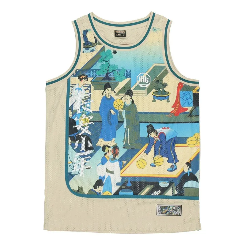 Li-Ning x BADFIVE Graphic Printed Jersey 'Beige Multi' AAYQ513-2 sold by KicksCrew