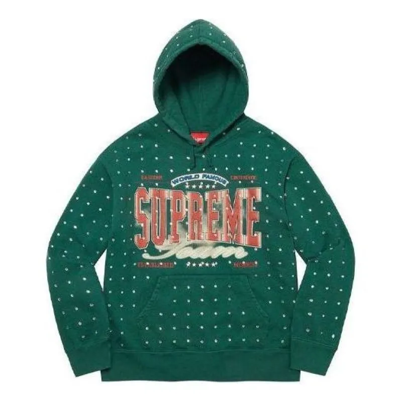 Supreme Rhinestone Hooded Sweatshirt 'Green White Beige' SUP-FW21-253 sold by KicksCrew