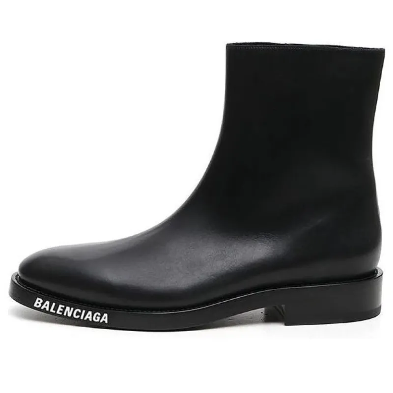 Balenciaga Logo Ankle Boots 'Black' 590717WA7201000 sold by KicksCrew