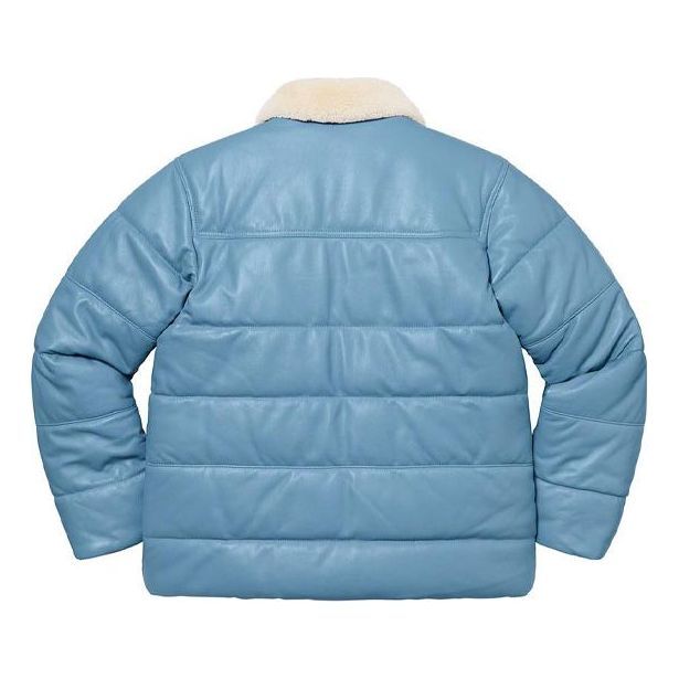 Supreme x Schott Shearling Collar Leather Puffy Jacket 'Teal White' SUP-FW21-356 sold by KicksCrew product image thumbnail 2