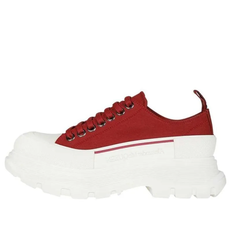 (WMNS) Alexander McQueen Tread Slick Low Lace Up 'Dark Red White' 611705W4MV25115 sold by KicksCrew