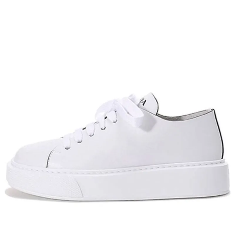 (WMNS) PRADA Low Sneakers 'White Leather with Black Lines' 1E440L3A6FF0009 sold by KicksCrew