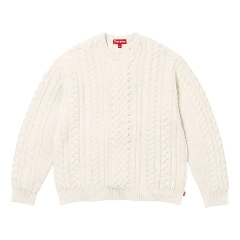 Supreme Applique Cable Knit Sweater 'White' SUP-FW23-230 sold by KicksCrew