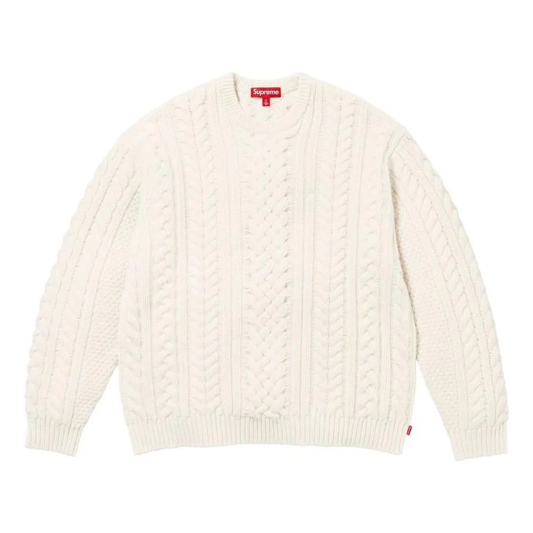 Supreme Applique Cable Knit Sweater 'White' SUP-FW23-230 sold by KicksCrew