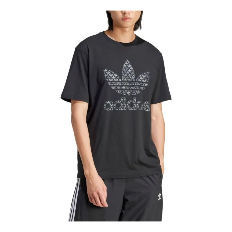 adidas Classic Monogram Graphic T-shirt 'Black' IS0176 sold by KicksCrew