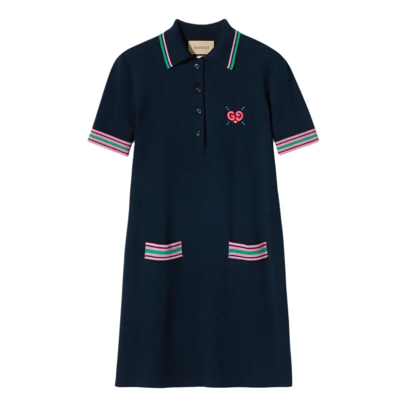 (WMNS) Gucci Fine Embroidery Knit Dress 'Navy' 782256-XKD0I-4215 sold by KicksCrew